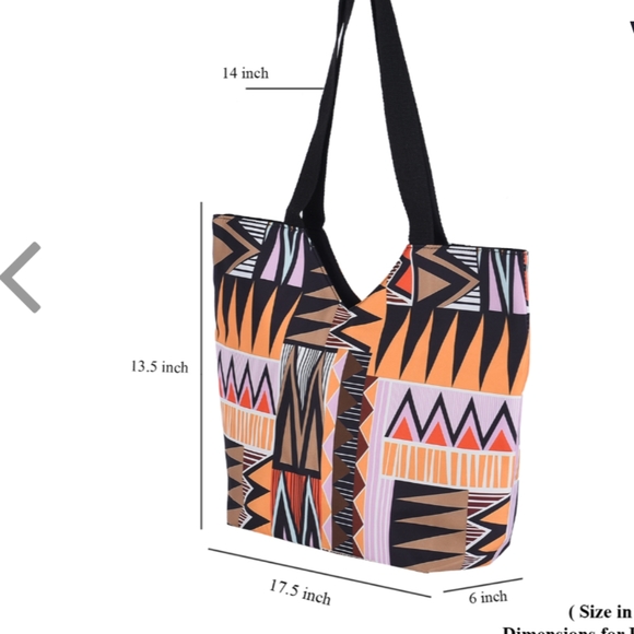 Multi Color Triangular Geometric Pattern Tote Bag with Handle Drop - Picture 2 of 7
